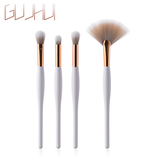 8-Piece Professional Makeup Brush Kit with Silver Accents
